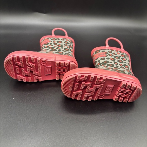 Lone Cone Girls Leopard Shiny Rain Boots Pink Gray Animal Print Pull On Size 6‎ - Picture 6 of 6